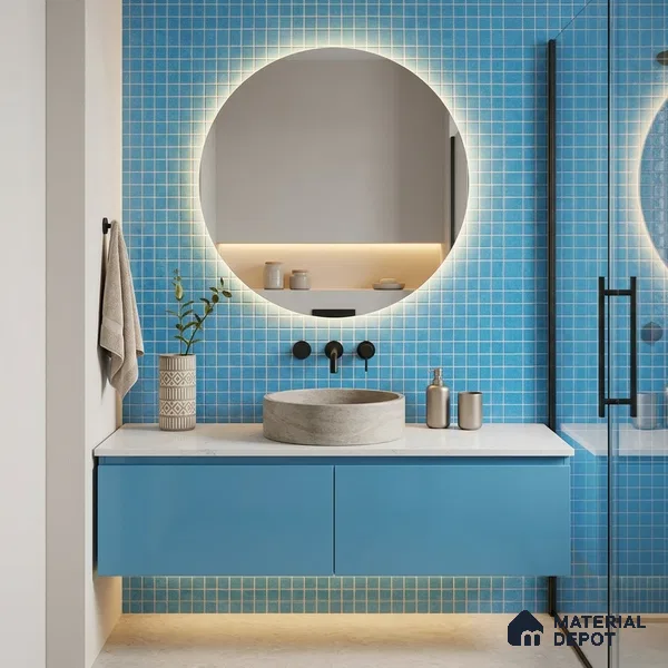 Mosaic Floor & Wall Tile TL 10708 K | 327 x 327 mm (Chip Size 20x20 mm) Glossy Finish Glass Tile - 4 mm | Suitable For Outdoor, Swimming Pool Area