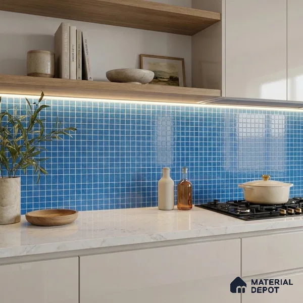 Mosaic Floor & Wall Tile TL 10708 N | 327 x 327 mm (Chip Size 20x20 mm) Glossy Finish Glass Tile - 4 mm | Suitable For Outdoor, Swimming Pool Area