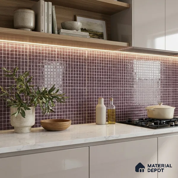 Mosaic Floor & Wall Tile TL 10708 O | 327 x 327 mm (Chip Size 20x20 mm) Glossy Finish Glass Tile - 4 mm | Suitable For Outdoor, Swimming Pool Area