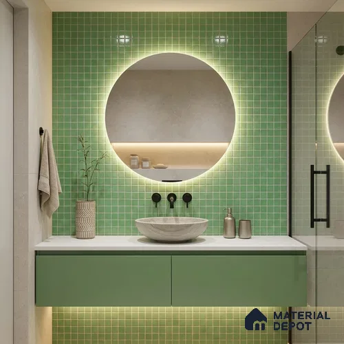 Mosaic Floor & Wall Tile TL 10708 R | 327 x 327 mm (Chip Size 20x20 mm) Glossy Finish Glass Tile - 4 mm | Suitable For Outdoor, Swimming Pool Area