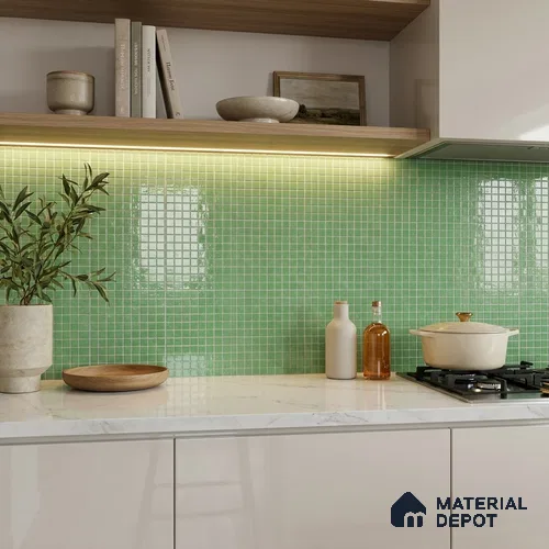 Mosaic Floor & Wall Tile TL 10708 R | 327 x 327 mm (Chip Size 20x20 mm) Glossy Finish Glass Tile - 4 mm | Suitable For Outdoor, Swimming Pool Area