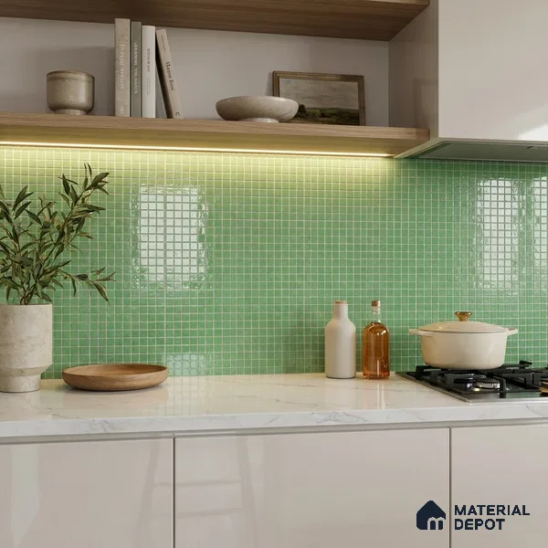 Mosaic Floor & Wall Tile TL 10708 R | 327 x 327 mm (Chip Size 20x20 mm) Glossy Finish Glass Tile - 4 mm | Suitable For Outdoor, Swimming Pool Area