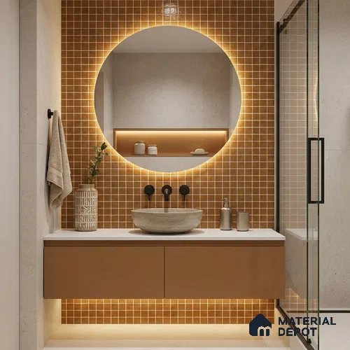 Mosaic Floor & Wall Tile TL 10708 W | 327 x 327 mm (Chip Size 20x20 mm) Glossy Finish Glass Tile - 4 mm | Suitable For Outdoor, Swimming Pool Area