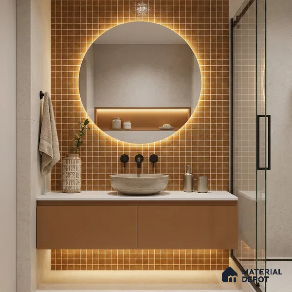 Mosaic Floor & Wall Tile TL 10708 W | 327 x 327 mm (Chip Size 20x20 mm) Glossy Finish Glass Tile - 4 mm | Suitable For Outdoor, Swimming Pool Area