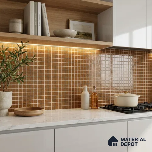 Mosaic Floor & Wall Tile TL 10708 W | 327 x 327 mm (Chip Size 20x20 mm) Glossy Finish Glass Tile - 4 mm | Suitable For Outdoor, Swimming Pool Area