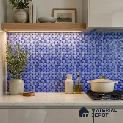 Mosaic Floor & Wall Tile TL 10709 | 327 x 327 mm (Chip Size 20x20 mm) Glossy Finish Glass Tile - 4 mm | Suitable For Outdoor, Swimming Pool Area