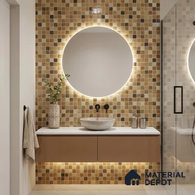 Mosaic Floor & Wall Tile TL 10710 B | 327 x 327 mm (Chip Size 20x20 mm) Glossy Finish Glass Tile - 4 mm | Suitable For Outdoor, Swimming Pool Area