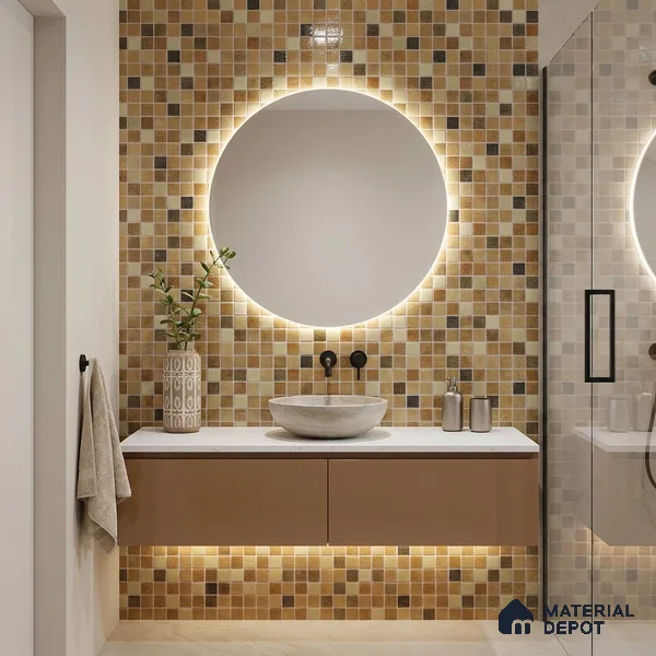 Mosaic Floor & Wall Tile TL 10710 B | 327 x 327 mm (Chip Size 20x20 mm) Glossy Finish Glass Tile - 4 mm | Suitable For Outdoor, Swimming Pool Area