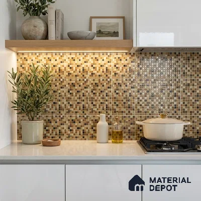 Mosaic Floor & Wall Tile TL 10710 B | 327 x 327 mm (Chip Size 20x20 mm) Glossy Finish Glass Tile - 4 mm | Suitable For Outdoor, Swimming Pool Area