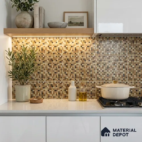 Mosaic Floor & Wall Tile TL 10710 B | 327 x 327 mm (Chip Size 20x20 mm) Glossy Finish Glass Tile - 4 mm | Suitable For Outdoor, Swimming Pool Area