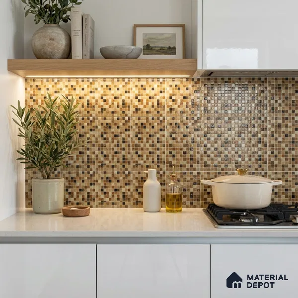 Mosaic Floor & Wall Tile TL 10710 B | 327 x 327 mm (Chip Size 20x20 mm) Glossy Finish Glass Tile - 4 mm | Suitable For Outdoor, Swimming Pool Area