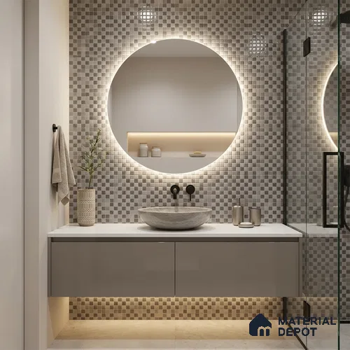 Mosaic Floor & Wall Tile TL 10710 C | 327 x 327 mm (Chip Size 20x20 mm) Glossy Finish Glass Tile - 4 mm | Suitable For Outdoor, Swimming Pool Area