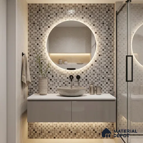 Mosaic Floor & Wall Tile TL 10710 D | 327 x 327 mm (Chip Size 20x20 mm) Glossy Finish Glass Tile - 4 mm | Suitable For Outdoor, Swimming Pool Area