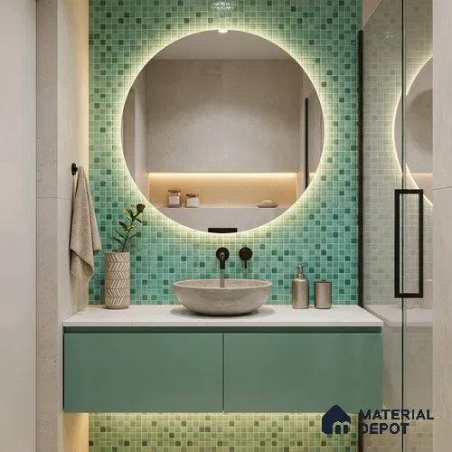 Mosaic Floor & Wall Tile TL 10710 E | 327 x 327 mm (Chip Size 20x20 mm) Glossy Finish Glass Tile - 4 mm | Suitable For Outdoor, Swimming Pool Area