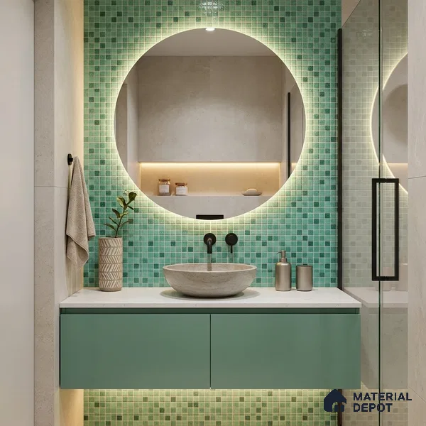 Mosaic Floor & Wall Tile TL 10710 E | 327 x 327 mm (Chip Size 20x20 mm) Glossy Finish Glass Tile - 4 mm | Suitable For Outdoor, Swimming Pool Area