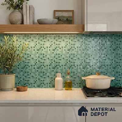 Mosaic Floor & Wall Tile TL 10710 E | 327 x 327 mm (Chip Size 20x20 mm) Glossy Finish Glass Tile - 4 mm | Suitable For Outdoor, Swimming Pool Area