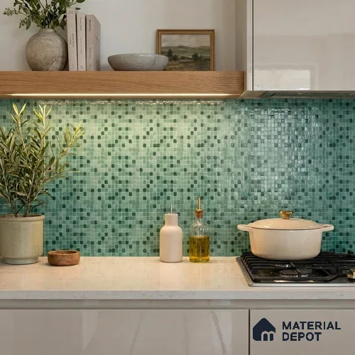 Mosaic Floor & Wall Tile TL 10710 E | 327 x 327 mm (Chip Size 20x20 mm) Glossy Finish Glass Tile - 4 mm | Suitable For Outdoor, Swimming Pool Area
