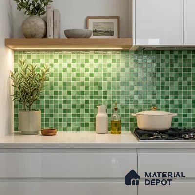 Mosaic Floor & Wall Tile TL 10710 F | 327 x 327 mm (Chip Size 20x20 mm) Glossy Finish Glass Tile - 4 mm | Suitable For Outdoor, Swimming Pool Area
