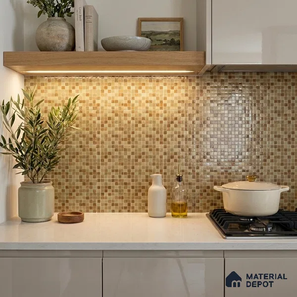 Mosaic Floor & Wall Tile TL 10710 | 327 x 327 mm (Chip Size 20x20 mm) Glossy Finish Glass Tile - 4 mm | Suitable For Outdoor, Swimming Pool Area