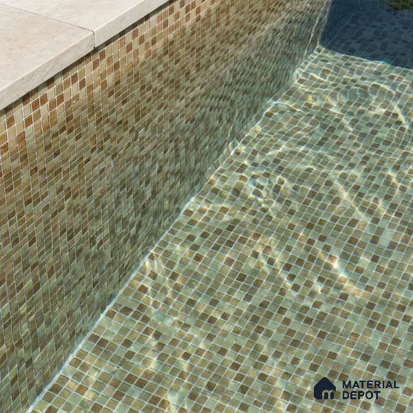 Mosaic Floor & Wall Tile TL 10710 | 327 x 327 mm (Chip Size 20x20 mm) Glossy Finish Glass Tile - 4 mm | Suitable For Outdoor, Swimming Pool Area