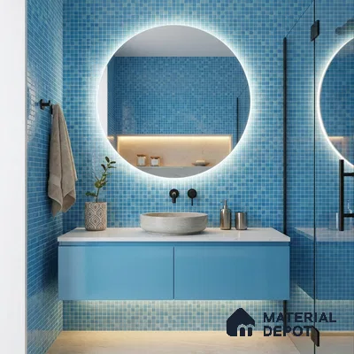 Mosaic Floor & Wall Tile TL 10711 B | 327 x 327 mm (Chip Size 20x20 mm) Glossy Finish Glass Tile - 4 mm | Suitable For Outdoor, Swimming Pool Area