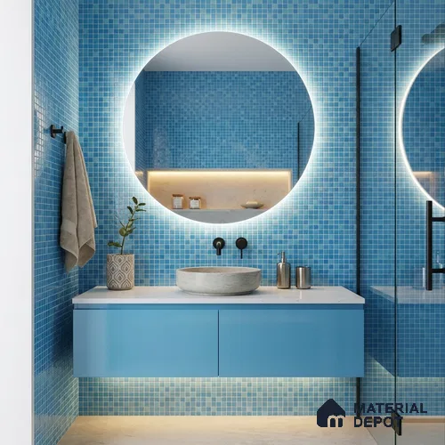 Mosaic Floor & Wall Tile TL 10711 B | 327 x 327 mm (Chip Size 20x20 mm) Glossy Finish Glass Tile - 4 mm | Suitable For Outdoor, Swimming Pool Area