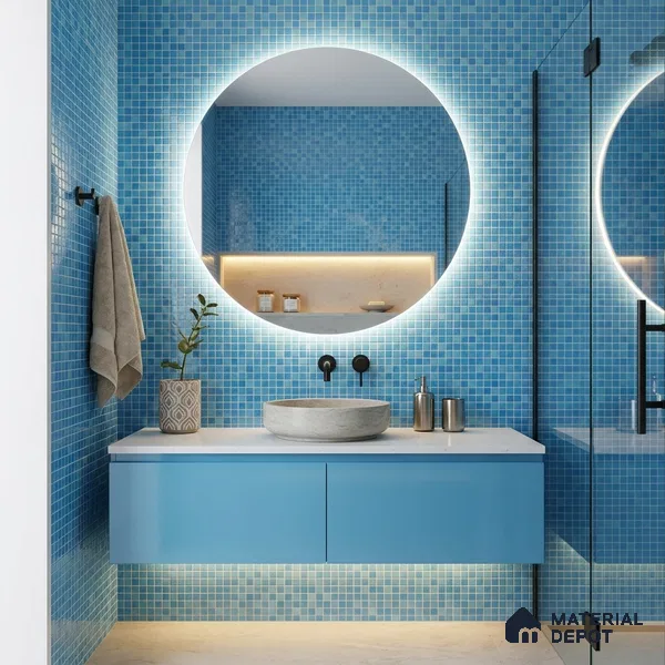 Mosaic Floor & Wall Tile TL 10711 B | 327 x 327 mm (Chip Size 20x20 mm) Glossy Finish Glass Tile - 4 mm | Suitable For Outdoor, Swimming Pool Area