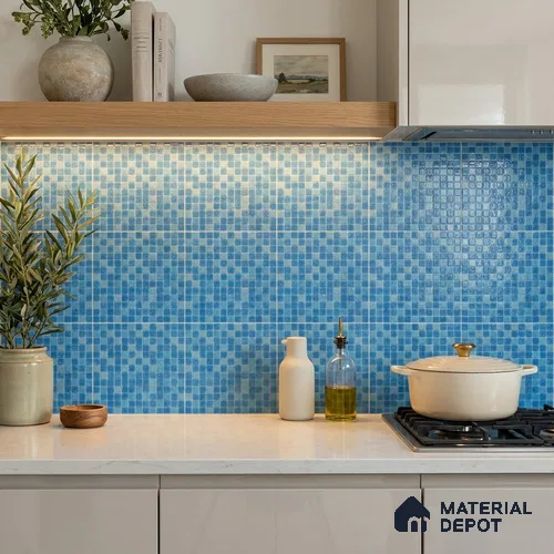 Mosaic Floor & Wall Tile TL 10711 B | 327 x 327 mm (Chip Size 20x20 mm) Glossy Finish Glass Tile - 4 mm | Suitable For Outdoor, Swimming Pool Area