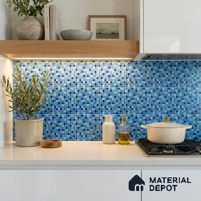 Mosaic Floor & Wall Tile TL 10711 C | 327 x 327 mm (Chip Size 20x20 mm) Glossy Finish Glass Tile - 4 mm | Suitable For Outdoor, Swimming Pool Area