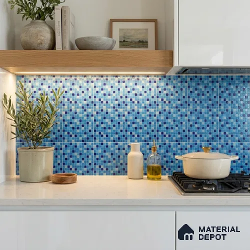Mosaic Floor & Wall Tile TL 10711 C | 327 x 327 mm (Chip Size 20x20 mm) Glossy Finish Glass Tile - 4 mm | Suitable For Outdoor, Swimming Pool Area
