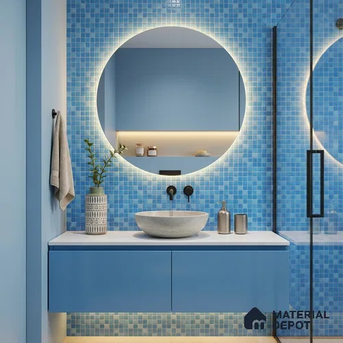 Mosaic Floor & Wall Tile TL 10711 | 327 x 327 mm (Chip Size 20x20 mm) Glossy Finish Glass Tile - 4 mm | Suitable For Outdoor, Swimming Pool Area