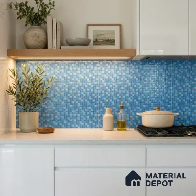 Mosaic Floor & Wall Tile TL 10711 | 327 x 327 mm (Chip Size 20x20 mm) Glossy Finish Glass Tile - 4 mm | Suitable For Outdoor, Swimming Pool Area