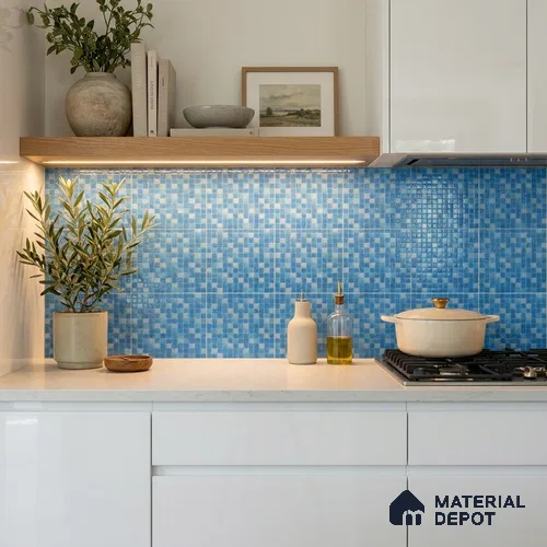 Mosaic Floor & Wall Tile TL 10711 | 327 x 327 mm (Chip Size 20x20 mm) Glossy Finish Glass Tile - 4 mm | Suitable For Outdoor, Swimming Pool Area