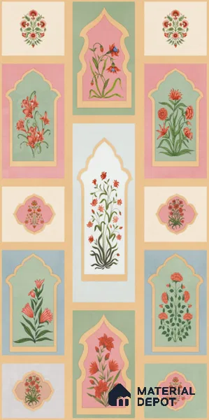 Patterned Look Wall Tile TL 10716 B Riga Decore 4 ft x 2 ft Vitrified Matte Finish - 9 mm | Suitable for Living Room, Bedroom & Dining