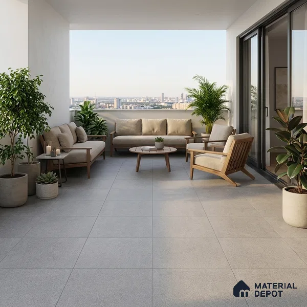 Stone Floor Tile TL 10725 Sandstone Grey 16 x 16 inch Matte Finish Ceramic Tile - 8.5 mm | Suitable For Bathroom, Courtyard, Balcony | 2-3 mm Spacer is Mandatory