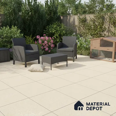 Stone Floor Tile TL 10727 Sandstone Cream 16 x 16 inch Matte Finish Ceramic Tile - 8.5 mm | Suitable For Bathroom, Courtyard, Balcony | 2-3 mm Spacer is Mandatory