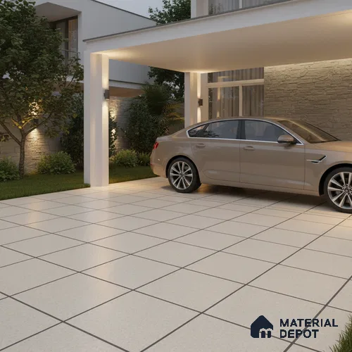 Stone Floor Tile TL 10727 Sandstone Cream 16 x 16 inch Matte Finish Ceramic Tile - 8.5 mm | Suitable For Bathroom, Courtyard, Balcony | 2-3 mm Spacer is Mandatory