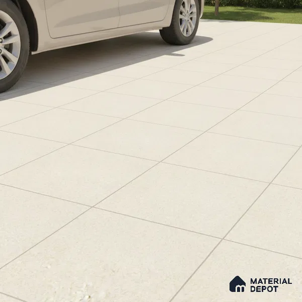 Stone Floor Tile TL 10727 Sandstone Cream 16 x 16 inch Matte Finish Ceramic Tile - 8.5 mm | Suitable For Bathroom, Courtyard, Balcony | 2-3 mm Spacer is Mandatory