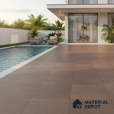 Stone Floor Tile TL 10728 Sandstone Brown 16 x 16 inch Matte Finish Ceramic Tile - 8.5 mm | Suitable For Bathroom, Courtyard, Balcony | 2-3 mm Spacer is Mandatory