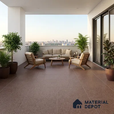 Stone Floor Tile TL 10728 Sandstone Brown 16 x 16 inch Matte Finish Ceramic Tile - 8.5 mm | Suitable For Bathroom, Courtyard, Balcony | 2-3 mm Spacer is Mandatory
