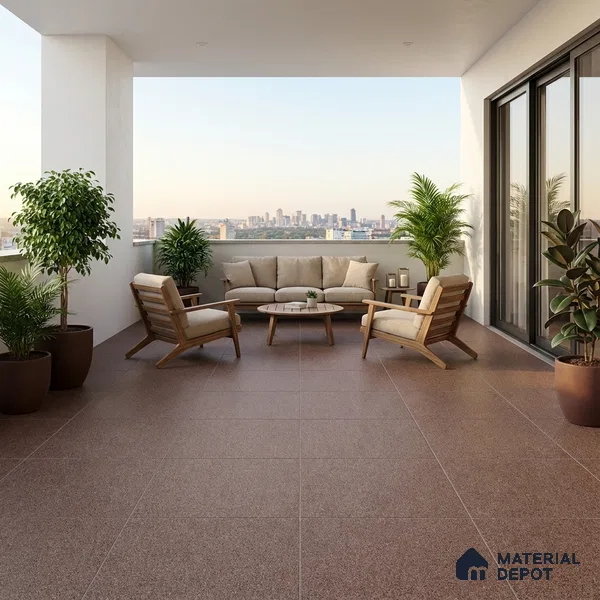 Stone Floor Tile TL 10728 Sandstone Brown 16 x 16 inch Matte Finish Ceramic Tile - 8.5 mm | Suitable For Bathroom, Courtyard, Balcony | 2-3 mm Spacer is Mandatory
