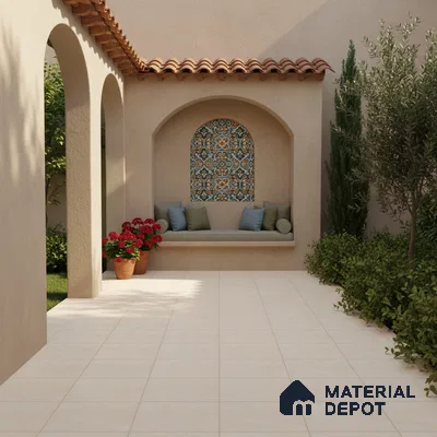 Stone Floor Tile TL 10731 Harmony Crema 16 x 16 inch Matte Finish Ceramic Tile - 8.5 mm | Suitable For Bathroom, Courtyard, Balcony