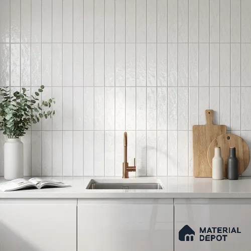Subway Wall Tile TL 10741 H Texturax Series  Silk Snow 1 ft x 3 in Ceramic Glossy Finish - 10 mm | 3 Random Design | Suitable for Highlighter Walls, Foyer, Bathroom, Kitchen Wall & Backsplashes