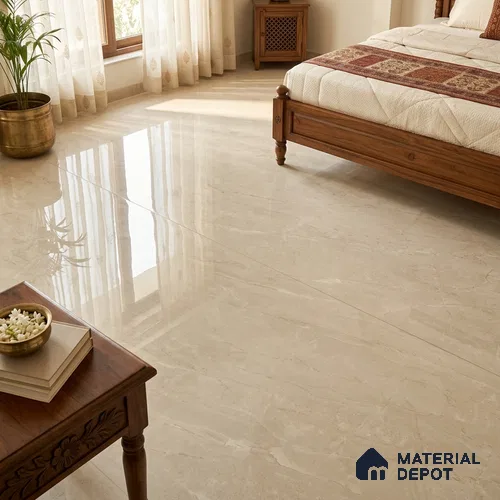 Plain Large Format Floor Tile TL 10752 6 ft x 4 ft Glossy Finish Vitrified Tile - 15 mm | Adhesive and Spacers Must be Used During Installation | Suitable for Living Room, Bedroom, Office