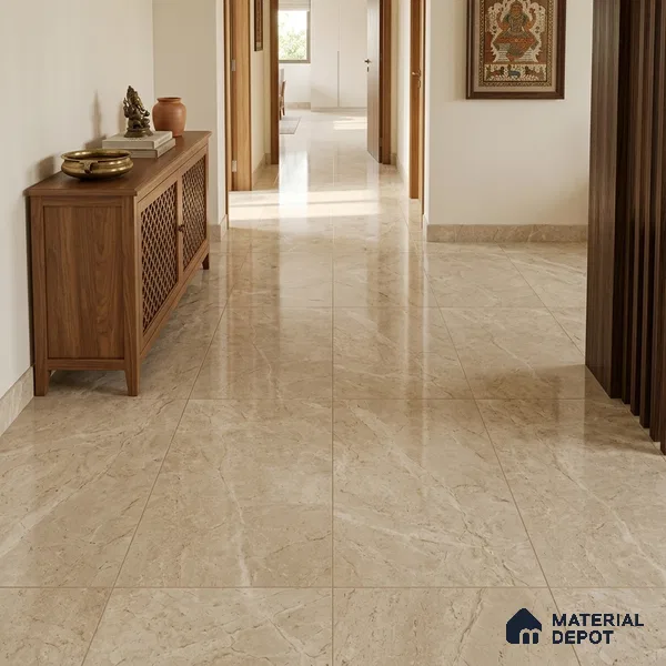 Plain Large Format Floor Tile TL 10752 6 ft x 4 ft Glossy Finish Vitrified Tile - 15 mm | Adhesive and Spacers Must be Used During Installation | Suitable for Living Room, Bedroom, Office