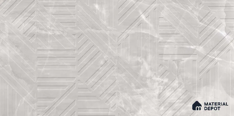 Grey Punch Wall Tile TL 10754 B Prestige Opal Grey Decor 2 ft x 4 ft Vitrified Carving Matte Finish - 9 mm | 6 Random Design | Suitable for Living Room, Bedroom, Bathroom