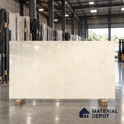 Marble Floor Large Format Tile TL 10776 Raw Beige Marfil 6 ft x 4 ft Glossy Finish Vitrified Colorbody Tile - 15 mm | Suitable for Living Room, Bedroom & Bathroom | Adhesive and Spacers Must be Used During Installation