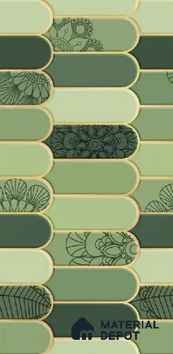 Faux Subway Wall Tile TL 10784 Boat Green Decor 2 ft x 1 ft Glossy Finish Ceramic Tile - 9 mm | Please Expect a Slight Variation of Pattern