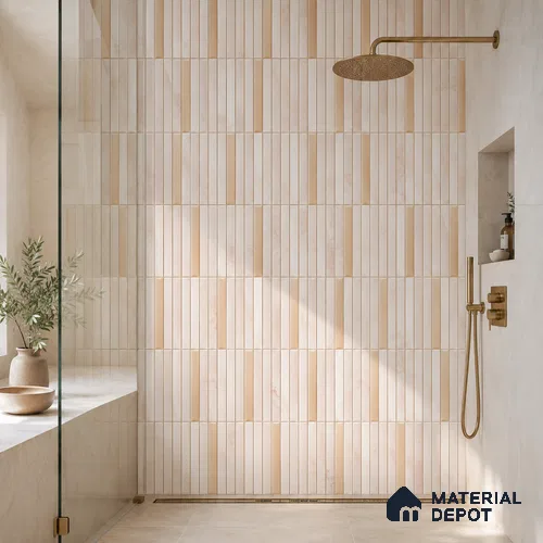 Faux Subway Wall Tile TL 10786 B Kitkat Cream Decor 2 ft x 1 ft Glossy Finish Ceramic Tile - 9 mm | Please Expect a Slight Variation of Pattern