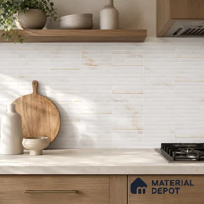 Faux Subway Wall Tile TL 10786 C Kitkat White Decor 2 ft x 1 ft Glossy Finish Ceramic Tile - 9 mm | Please Expect a Slight Variation of Pattern